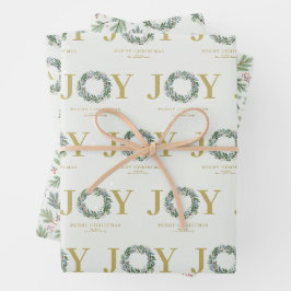 "Joy" Weihnachtsfeier Geschenkpapier Set