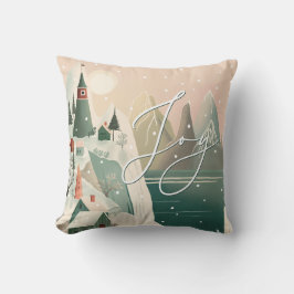 Joy. Weihnachtshintergebirgslandschaft Kissen