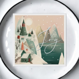Joy. Weihnachtshintergebirgslandschaft Serviette