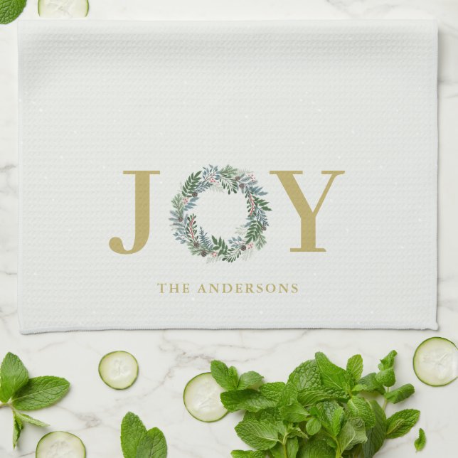 "Joy" Weihnachtskraut Personalisiert Geschirrtuch (Gefaltet)
