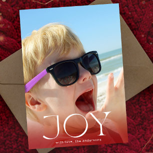 JOY Weiße rote Überlagerungsfoto Modern Feiertagskarte