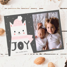 JOY White Christmas Cat Family Foto