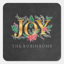 Joy Winter Christmas Foliage Sticker
