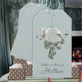 Joy Winter Woodland Forest Lettering Gold Snow Geschenkanhänger