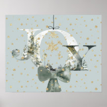 Joy Winter Woodland Forest Lettering Gold Snow