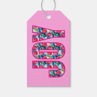 JOY Word Art in Fuchsia Pink und Aquamarin Green Geschenkanhänger
