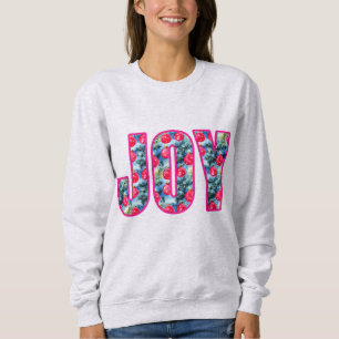 JOY Word Art in Fuchsia Pink und Aquamarin Green Sweatshirt