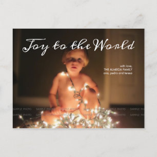Joy World Holiday Foto Weihnachtswünsche Familie Feiertagspostkarte