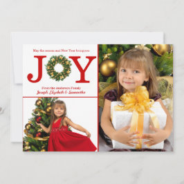 Joy Wreath 2 Fotos Red Dots - Weihnachtskarte Feiertagskarte