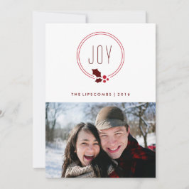 Joy Wreath and Berries Holiday Foto Card Feiertagskarte
