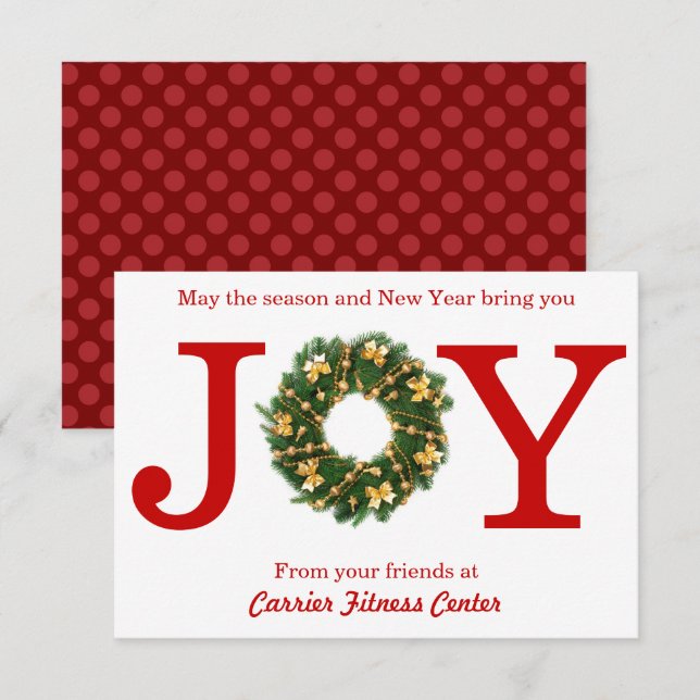 Joy Wreath Business - 3x5 Weihnachtskarte Einladung (Vorne/Hinten)