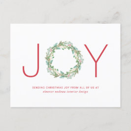 Joy Wreath Elegantes Business Feiertagspostkarte