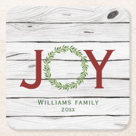 Joy Wreath Family Christmas Rechteckiger Pappuntersetzer