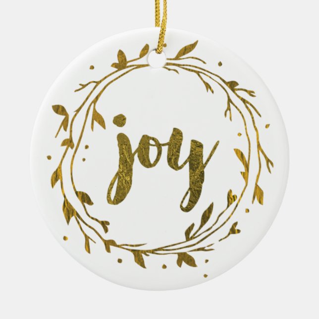 Joy Wreath Gold Weihnachtsfamilie Ornament (Vorne)