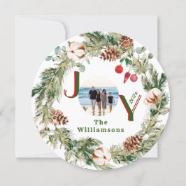 JOY Wreath Green Red Letters Foto Weihnachten