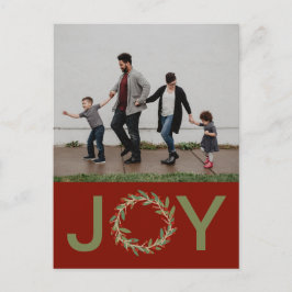 Joy Wreath Holiday Foto Postcard Postkarte
