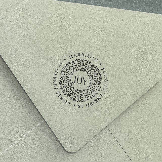 Joy Wreath Holiday Rücksendeadresse Permastempel (Von Creator hochgeladen)