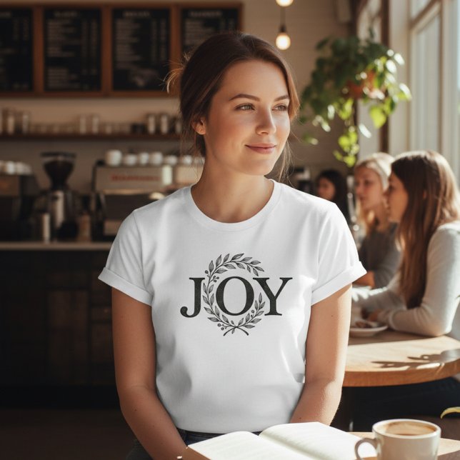 Joy Wreath Minimalist Christmas: Botanical Holiday T-Shirt (Von Creator hochgeladen)