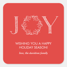 Joy Wreath Red Typografy Personalisiert Stickers