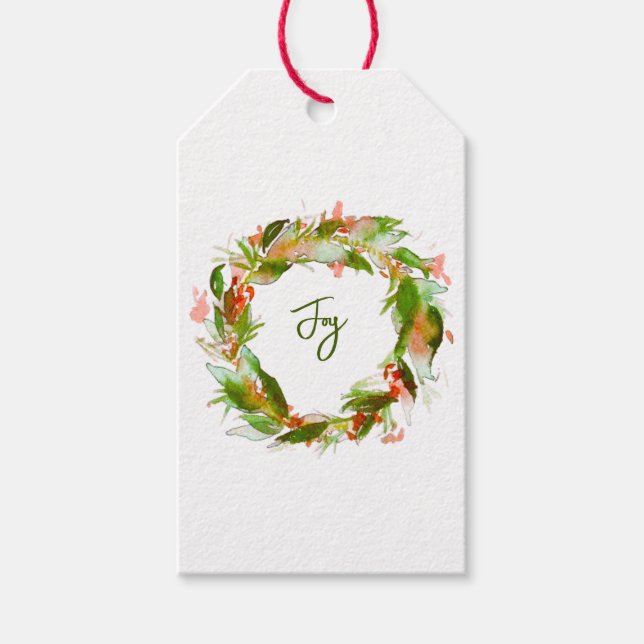 Joy Wreath Tag Geschenkanhänger (Vorderseite)