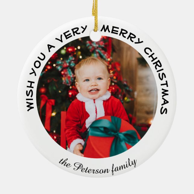 JOY | Wünschen Sie sich ein frohes Weihnachtsfest Keramik Ornament (Hinten)