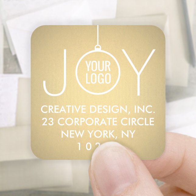 JOY Your Logo Imitate Gold Foil Rücksendeadressen- Quadratischer Aufkleber (Von Creator hochgeladen)