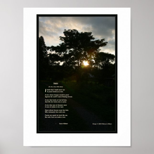 Joyce Kilmer Gedicht Trees 8 1/2 x 11 Poster (Vorne)