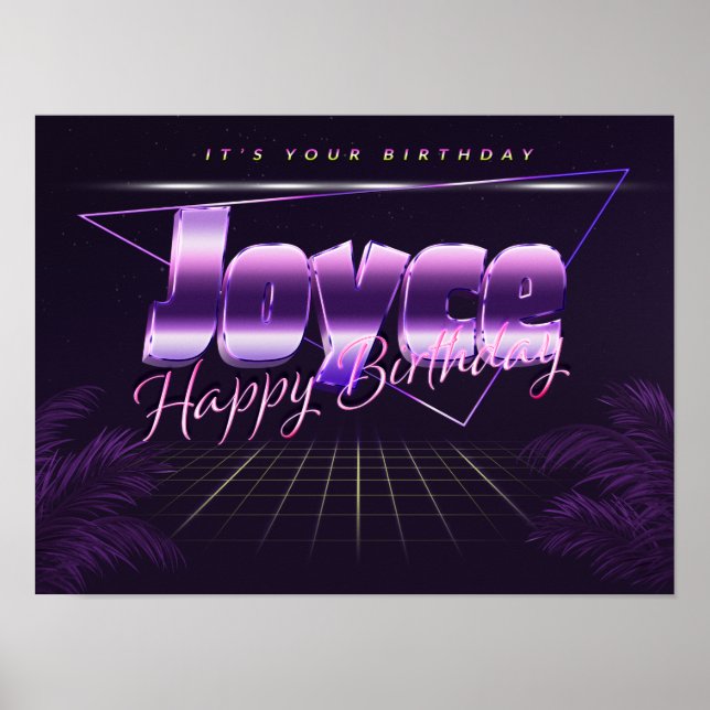 Joyce Name Vorname lila retro Poster Geburtstag (Vorne)