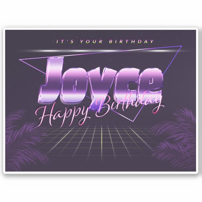 Joyce Name Vorname lila retro Sticker Geburtstag (Vorderseite)