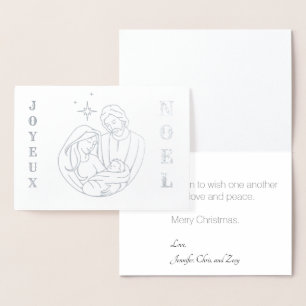 Joyeaux Weihnachten Krippe Weihnachten Folienkarte