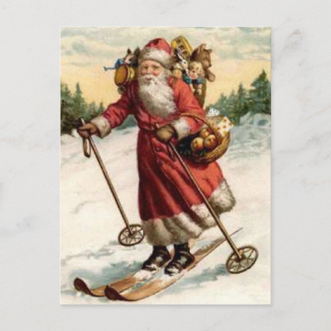 Joyeaux Weihnachten Saint Nicholas Skiing (Vorderseite)
