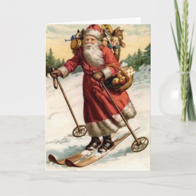 Joyeaux Weihnachten Saint Nicholas Skiing (Vorderseite)