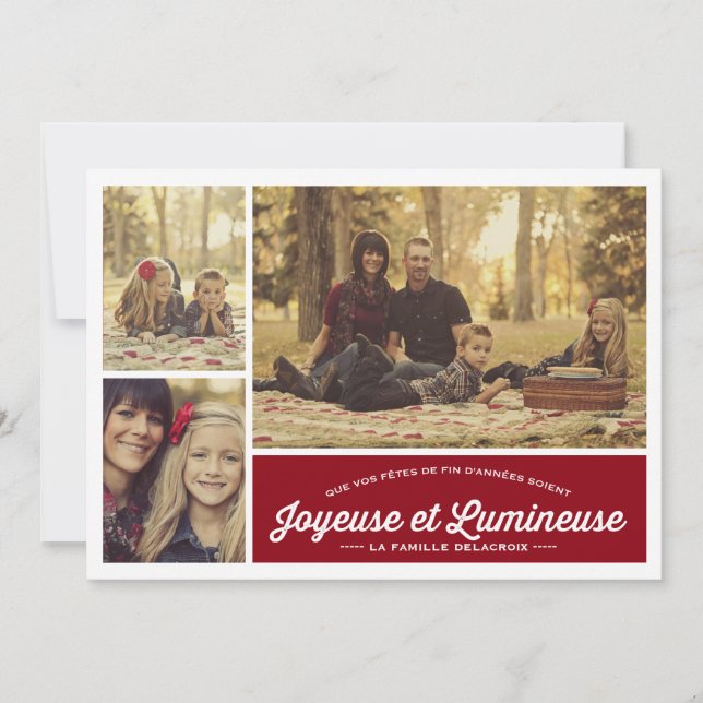 Joyeuse et Lumineuse 3 carte de Foto de vacances (Vorderseite)