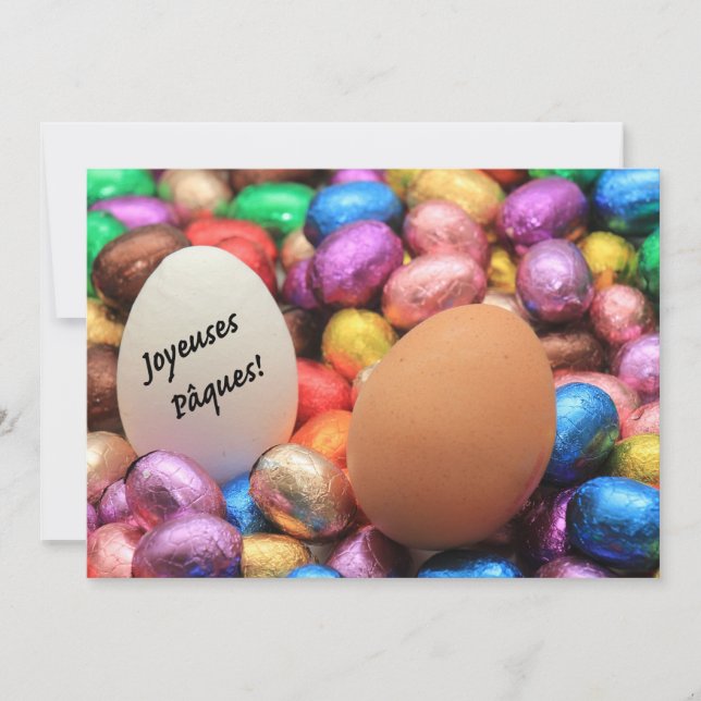 Joyeuses Pâques Chocolate Ostereier Feiertagskarte (Vorderseite)