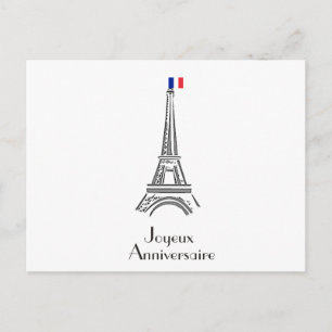 Joyeux Anniversaire Eiffel Tower French Geburtstag Postkarte