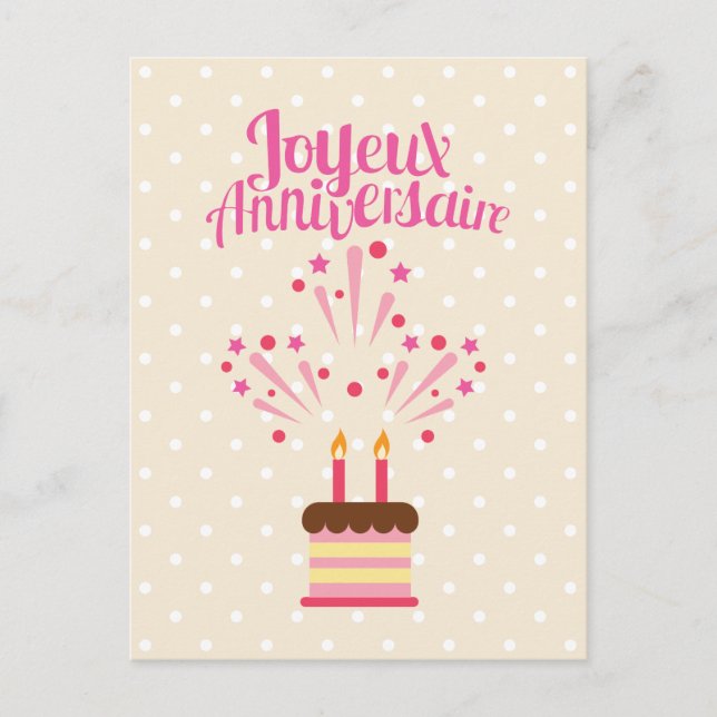 Joyeux Anniversaire | Happy Birthday Feiertagspostkarte (Vorderseite)