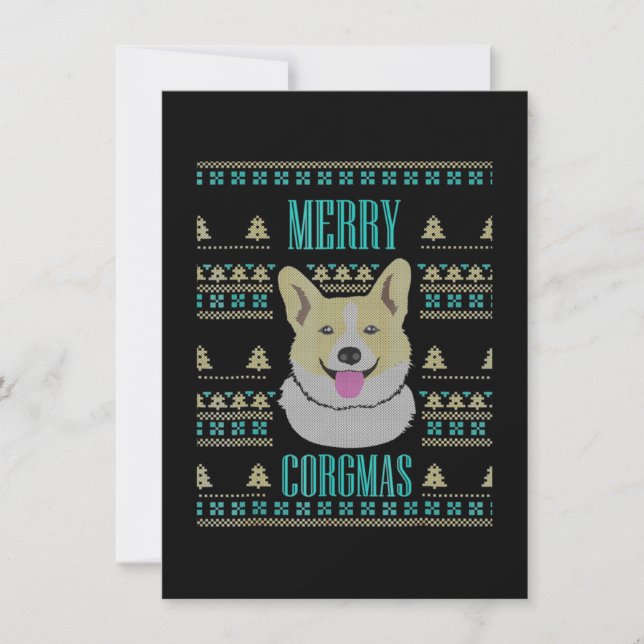 Joyeux Corgmas Ugly Christmas Corgi Dankeskarte (Vorderseite)