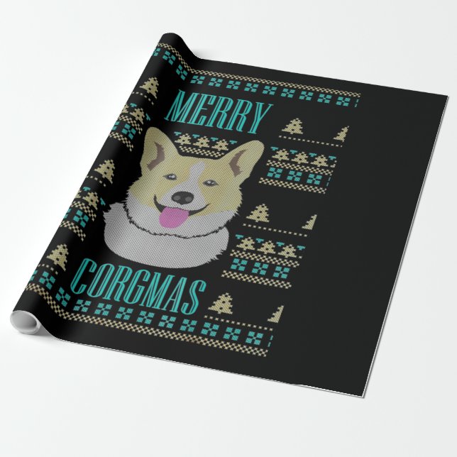 Joyeux Corgmas Ugly Christmas Corgi Geschenkpapier (Ungerollt)