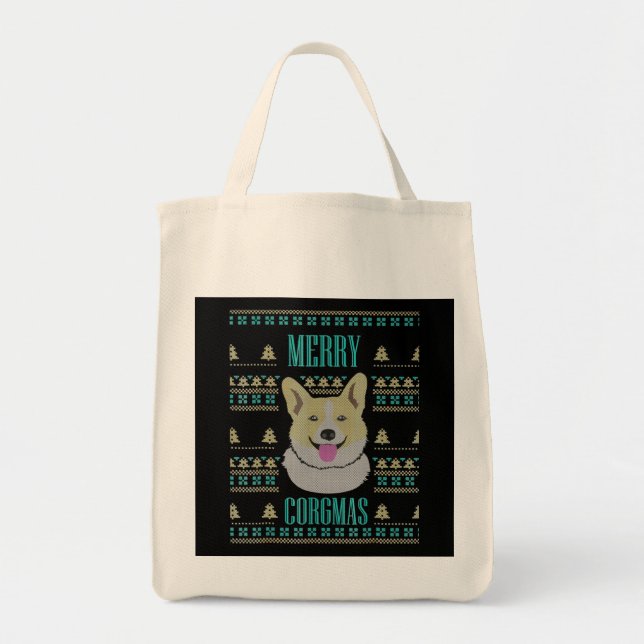 Joyeux Corgmas Ugly Christmas Corgi Tragetasche (Vorne)