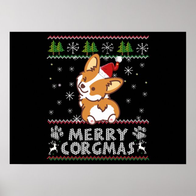 Joyeux Corgmas Weihnachten Corgi Poster (Vorne)
