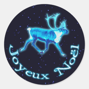 Joyeux Noё l - Blue Caribbean (Reindeer) Runder Aufkleber