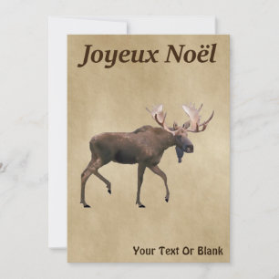 Joyeux Noё l - Bull Moose on Old Paper