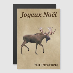 Joyeux Noё l - Bull Moose on Old Paper Magnetkarte