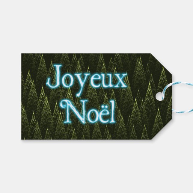 Joyeux Noё l - Conifers Geschenkanhänger (Vorderseite (Horizontal))