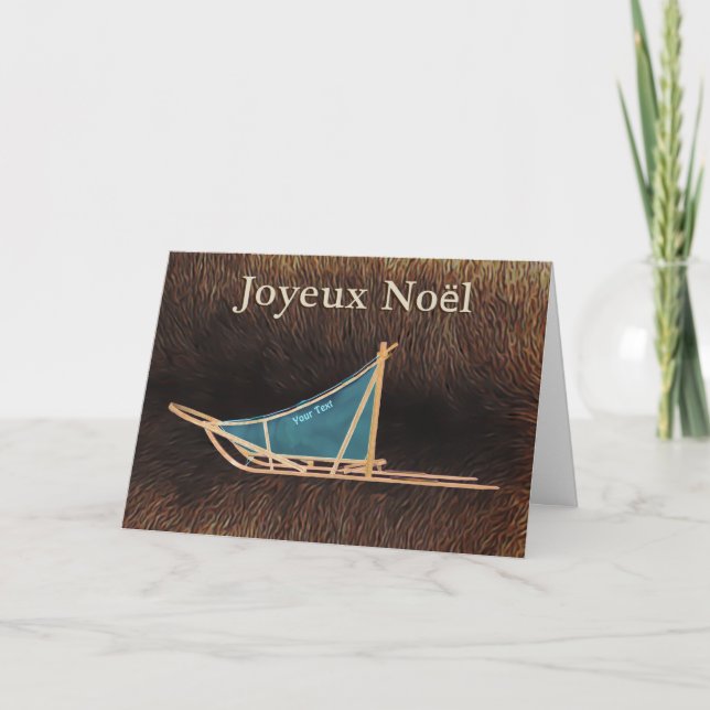 Joyeux Noё l - Dog Sled Feiertagskarte (Vorderseite)