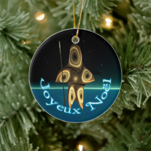 Joyeux Noё l - Fraktal Inuit Hunter Keramik Ornament