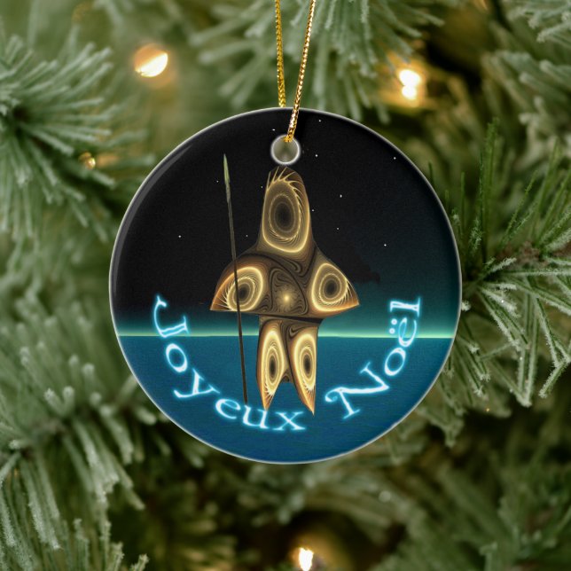 Joyeux Noё l - Fraktal Inuit Hunter Keramik Ornament (Baum)