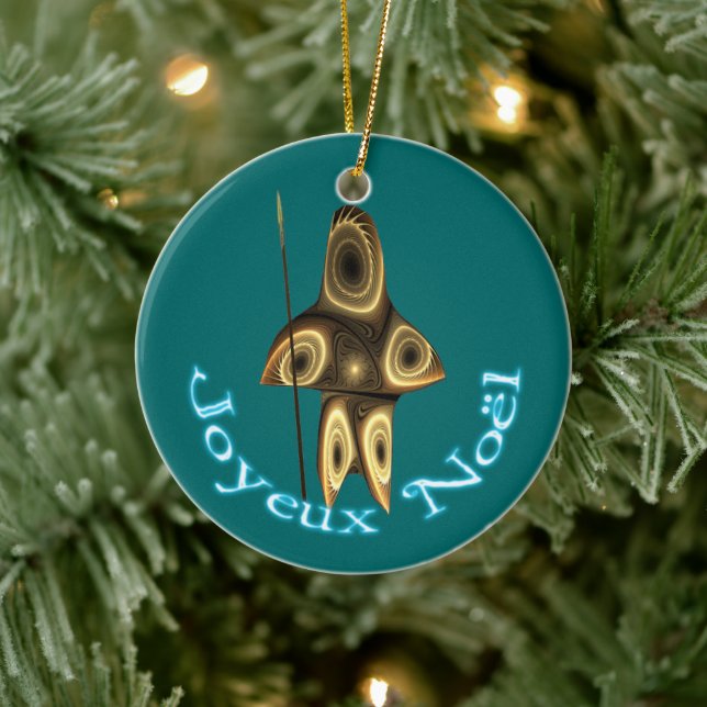 Joyeux Noё l - Fraktal Inuit Hunter Keramik Ornament (Baum)
