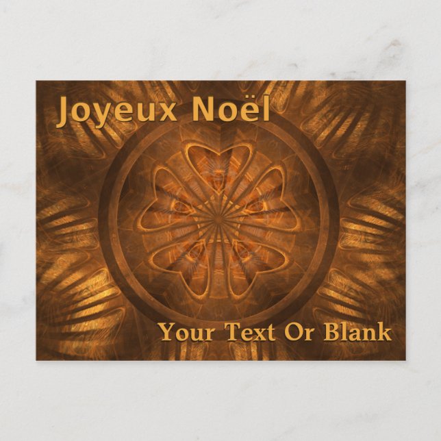 Joyeux Noё l - Fraktal Wood Carving Postkarte (Vorderseite)