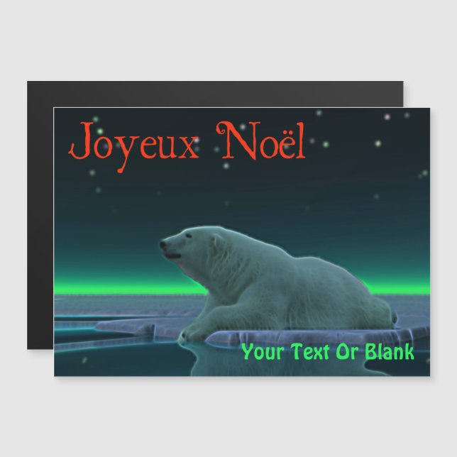 Joyeux Noё l - Ice Edge Polar Bear Magnetkarte (Vorne/Hinten)